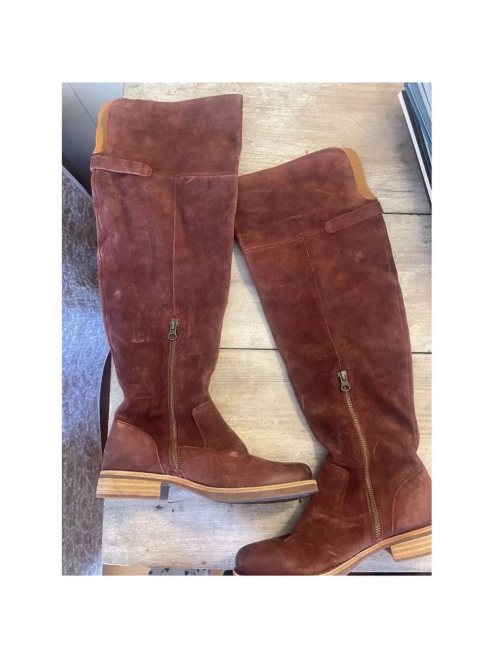 Kork-Ease Addison Over the Knee Suede Campus Riding Boot Rust 7 Distressed NEW!